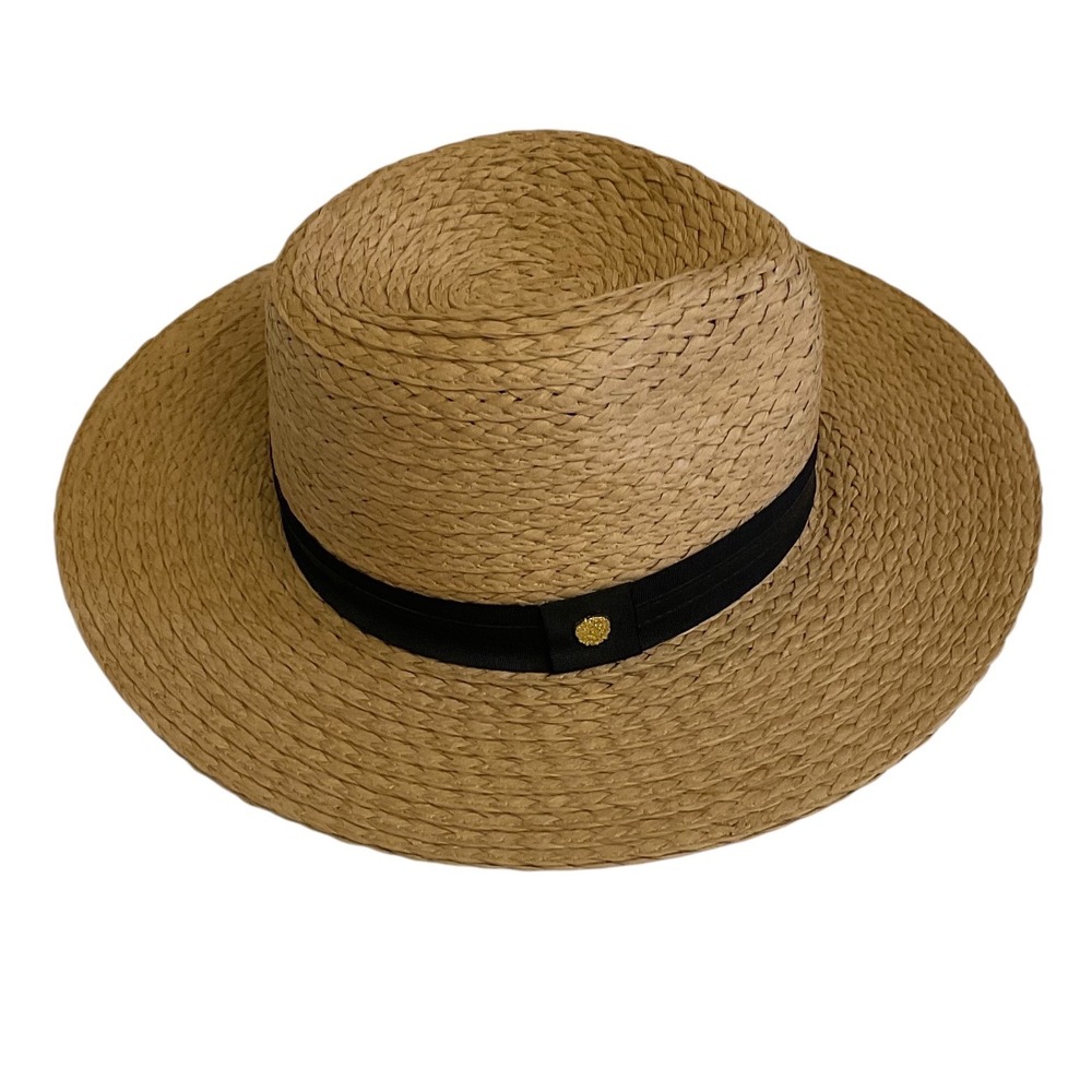 Vince Camuto Straw Panama Hat Women's OS Ribbon Trim Sun Beach